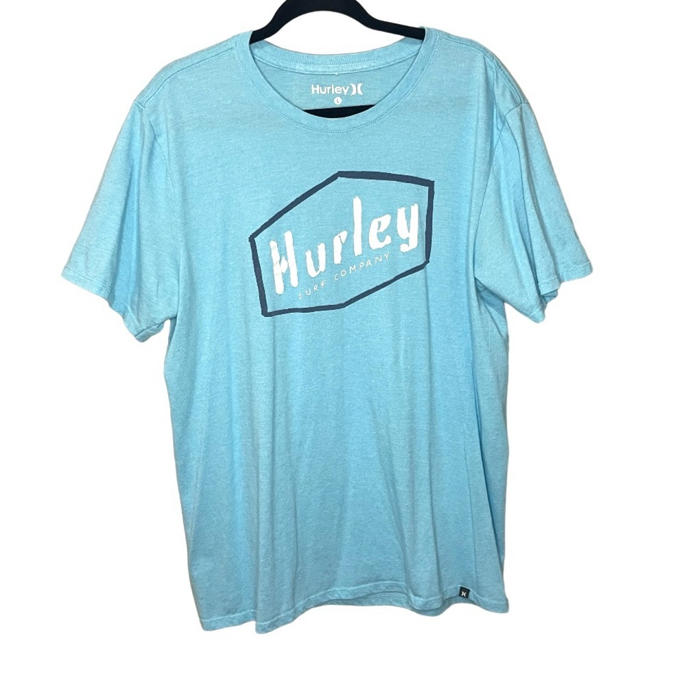 Hurley T Shirt Surf Beach Skater Style Light Blue SZ L  EUC